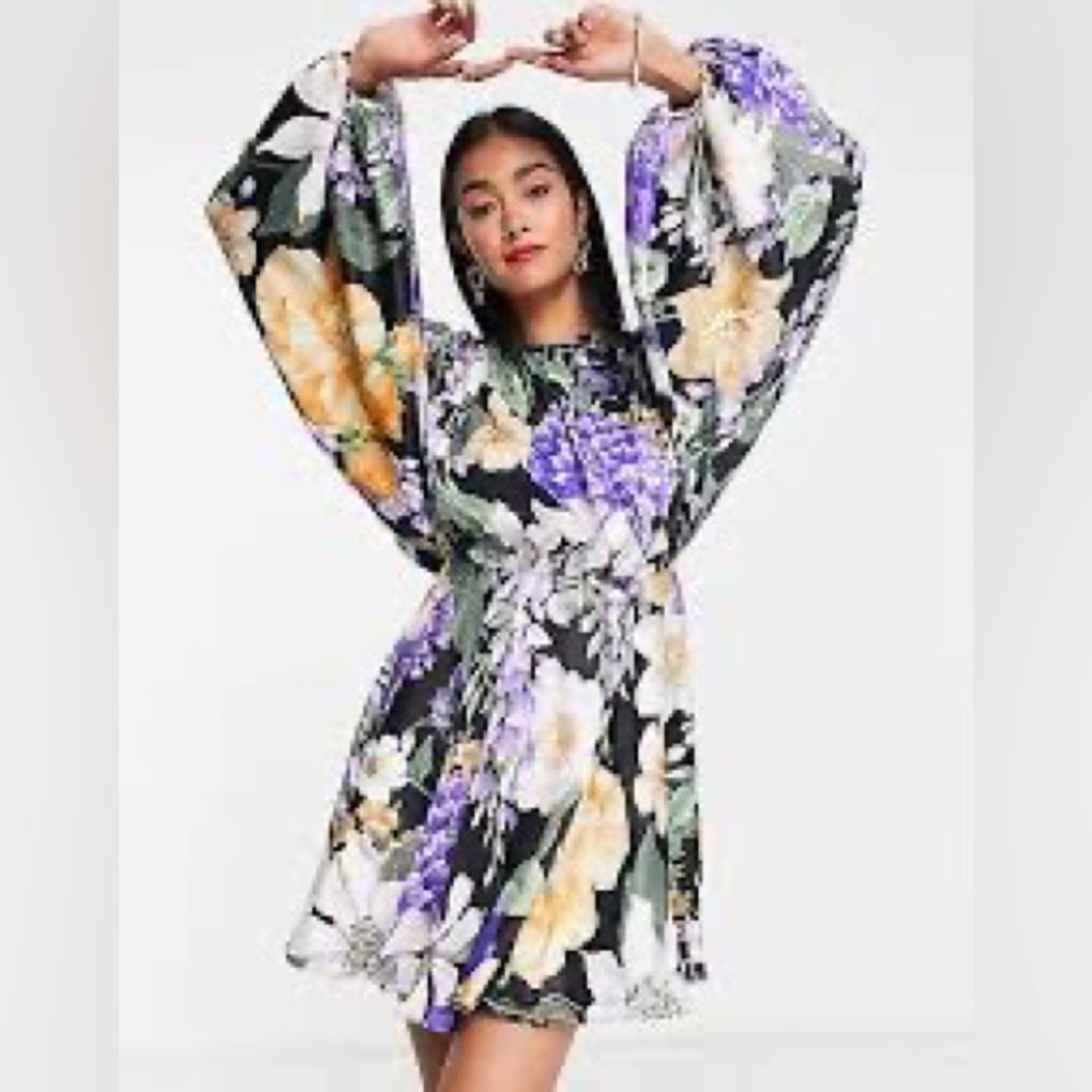 ASOS EDITION curve mini floral dress with blouson sleeves